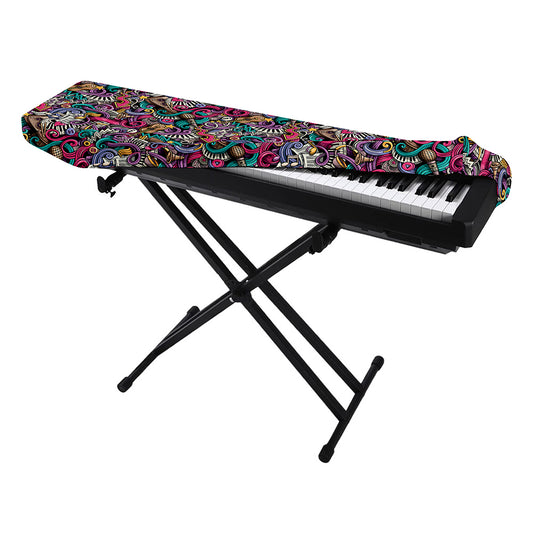 Abstract Music Pattern Print Piano Keyboard Cover