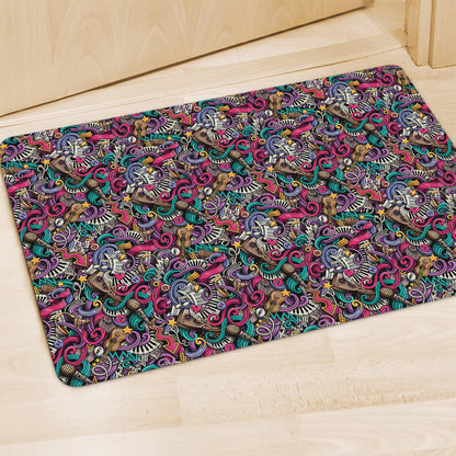 Abstract Music Pattern Print Polyester Doormat