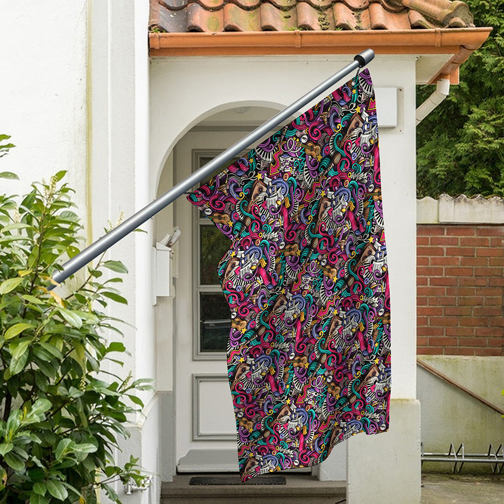 Abstract Music Pattern Print Polyester Flag