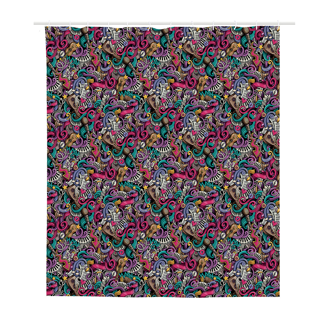 Abstract Music Pattern Print Polyester Shower Curtain