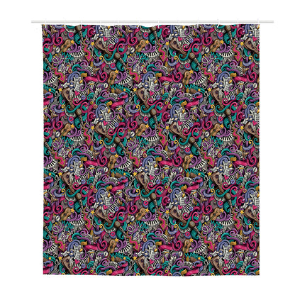 Abstract Music Pattern Print Polyester Shower Curtain