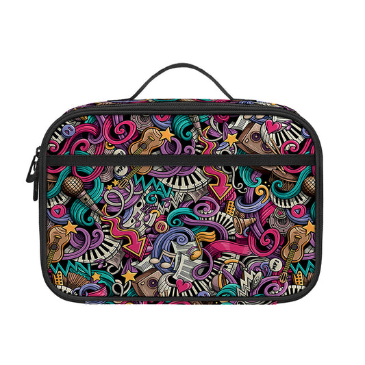 Abstract Music Pattern Print Portable Lunch Bag