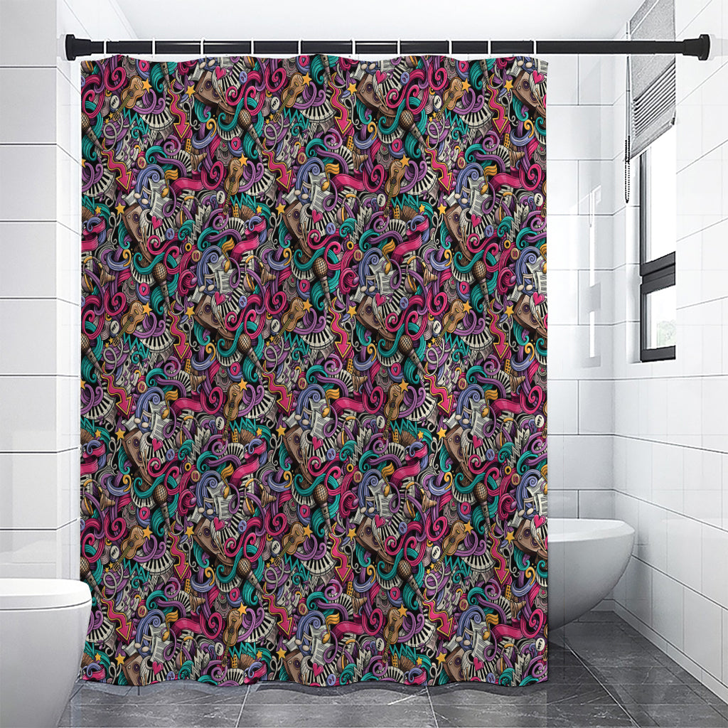 Abstract Music Pattern Print Premium Shower Curtain
