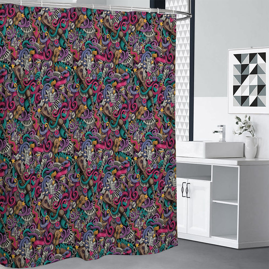 Abstract Music Pattern Print Premium Shower Curtain