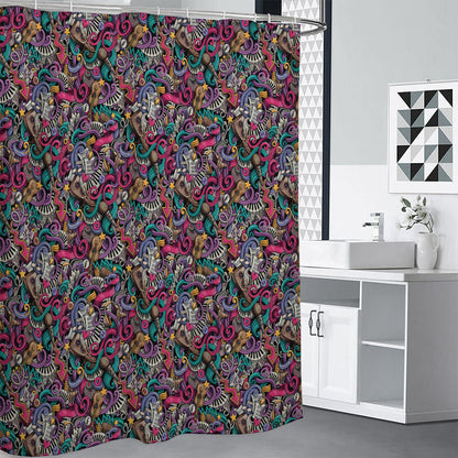 Abstract Music Pattern Print Premium Shower Curtain