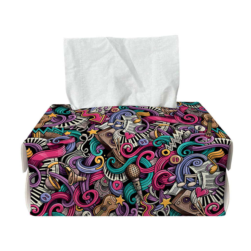 Abstract Music Pattern Print Rectangle Tissue Box Cover