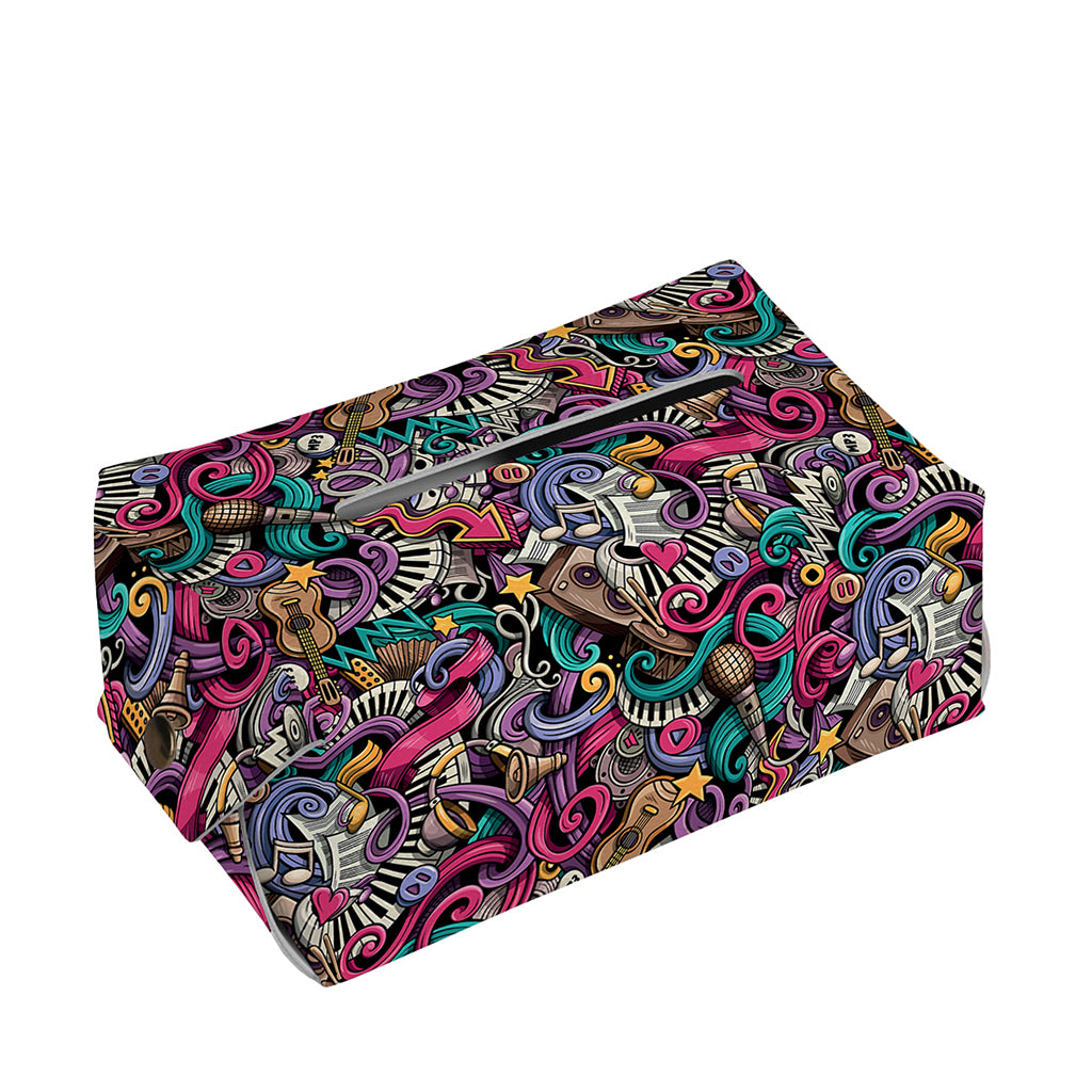 Abstract Music Pattern Print Rectangle Tissue Box Cover