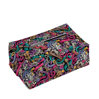 Abstract Music Pattern Print Rectangle Tissue Box Cover