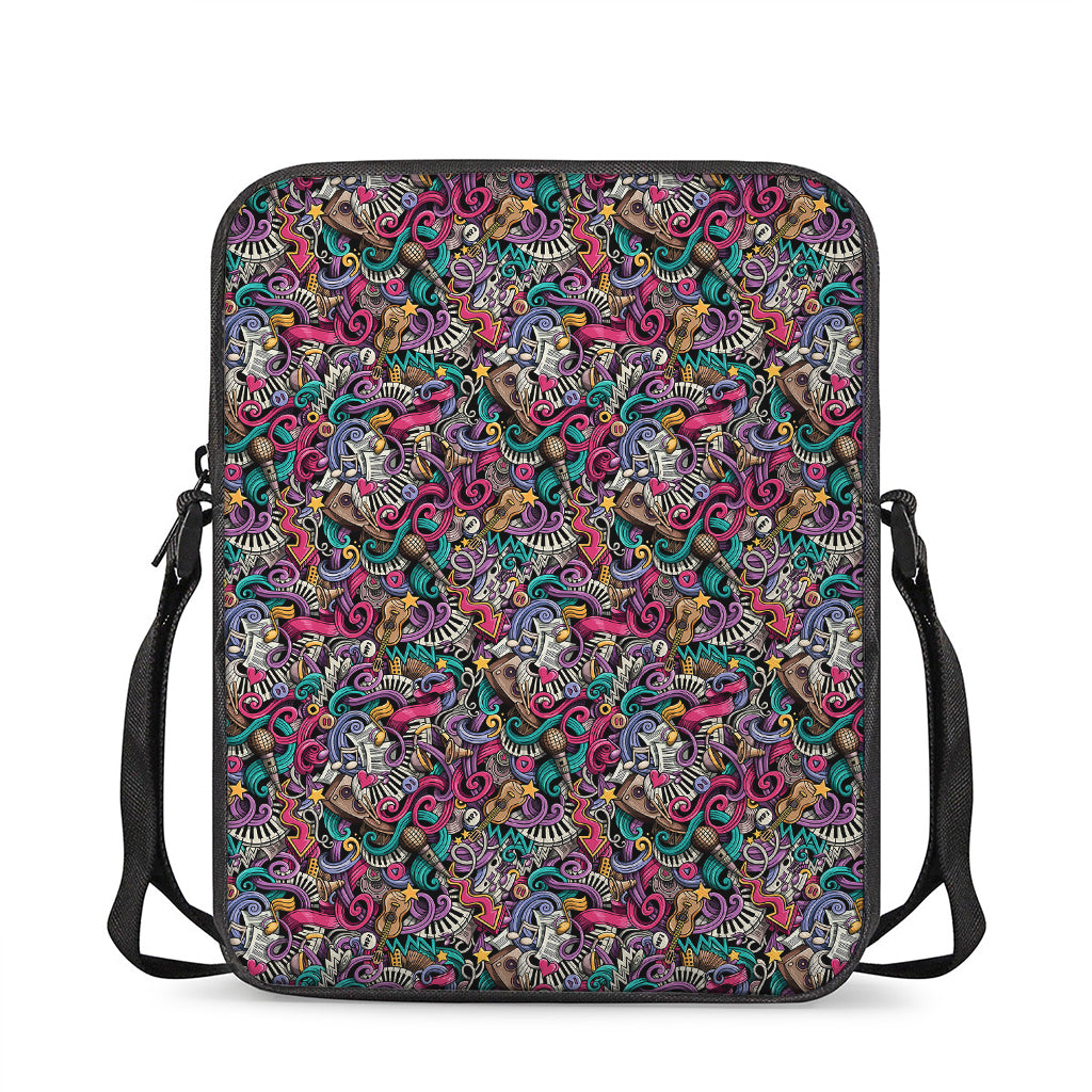 Abstract Music Pattern Print Rectangular Crossbody Bag