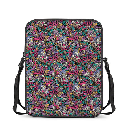 Abstract Music Pattern Print Rectangular Crossbody Bag
