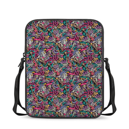 Abstract Music Pattern Print Rectangular Crossbody Bag