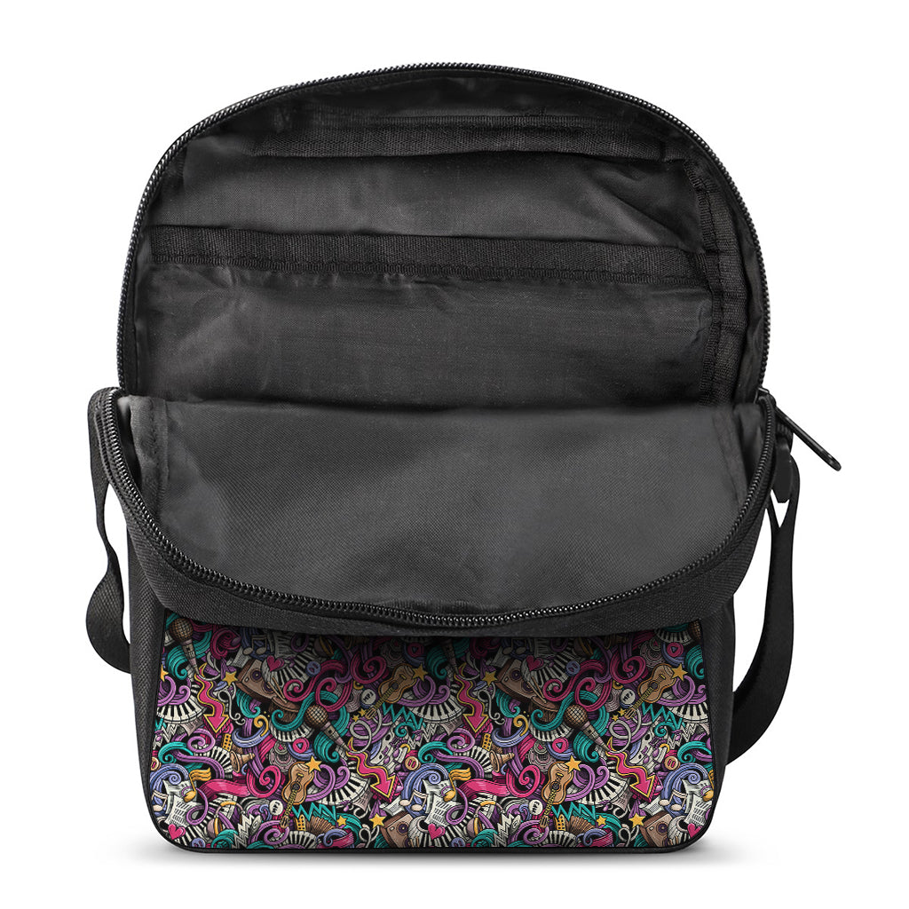Abstract Music Pattern Print Rectangular Crossbody Bag