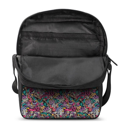 Abstract Music Pattern Print Rectangular Crossbody Bag