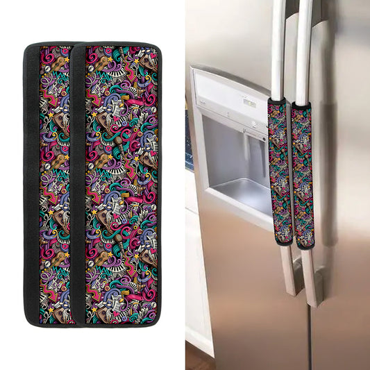 Abstract Music Pattern Print Refrigerator Handle Covers