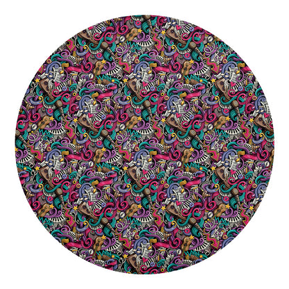 Abstract Music Pattern Print Round Blanket