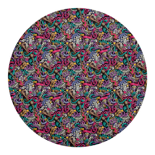 Abstract Music Pattern Print Round Blanket