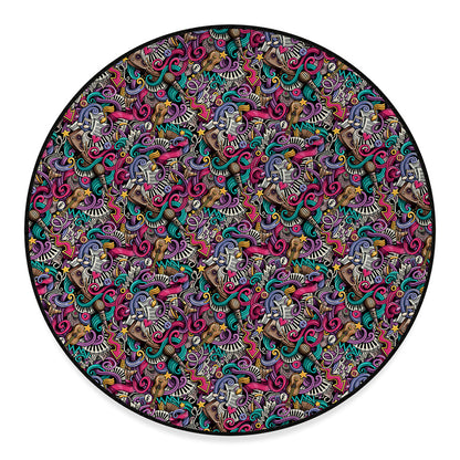 Abstract Music Pattern Print Round Floor Mat