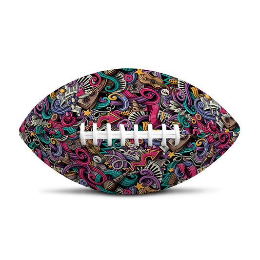 Abstract Music Pattern Print Rugby Ball