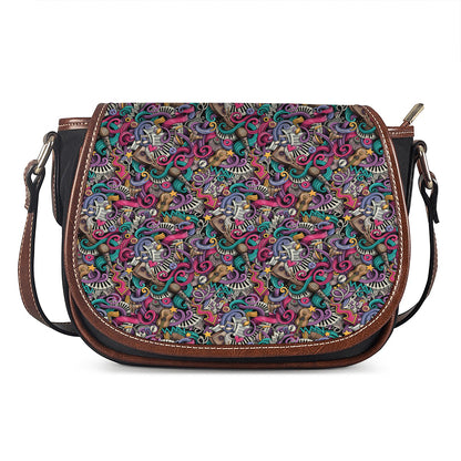 Abstract Music Pattern Print Saddle Bag