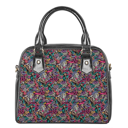 Abstract Music Pattern Print Shoulder Handbag