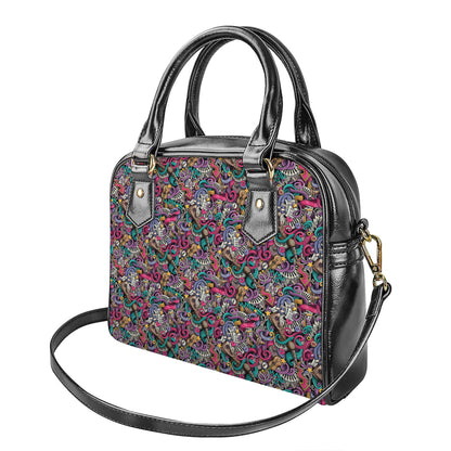 Abstract Music Pattern Print Shoulder Handbag