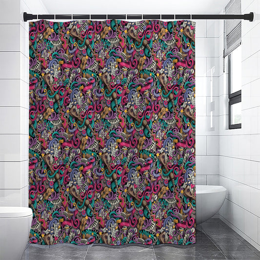 Abstract Music Pattern Print Shower Curtain