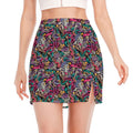 Abstract Music Pattern Print Side Slit Mini Skirt