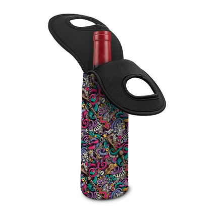 Abstract Music Pattern Print Single Neoprene Wine Tote