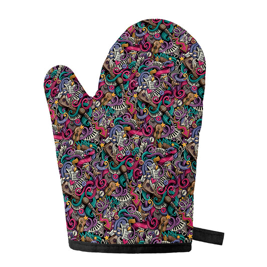 Abstract Music Pattern Print Single Oven Mitt