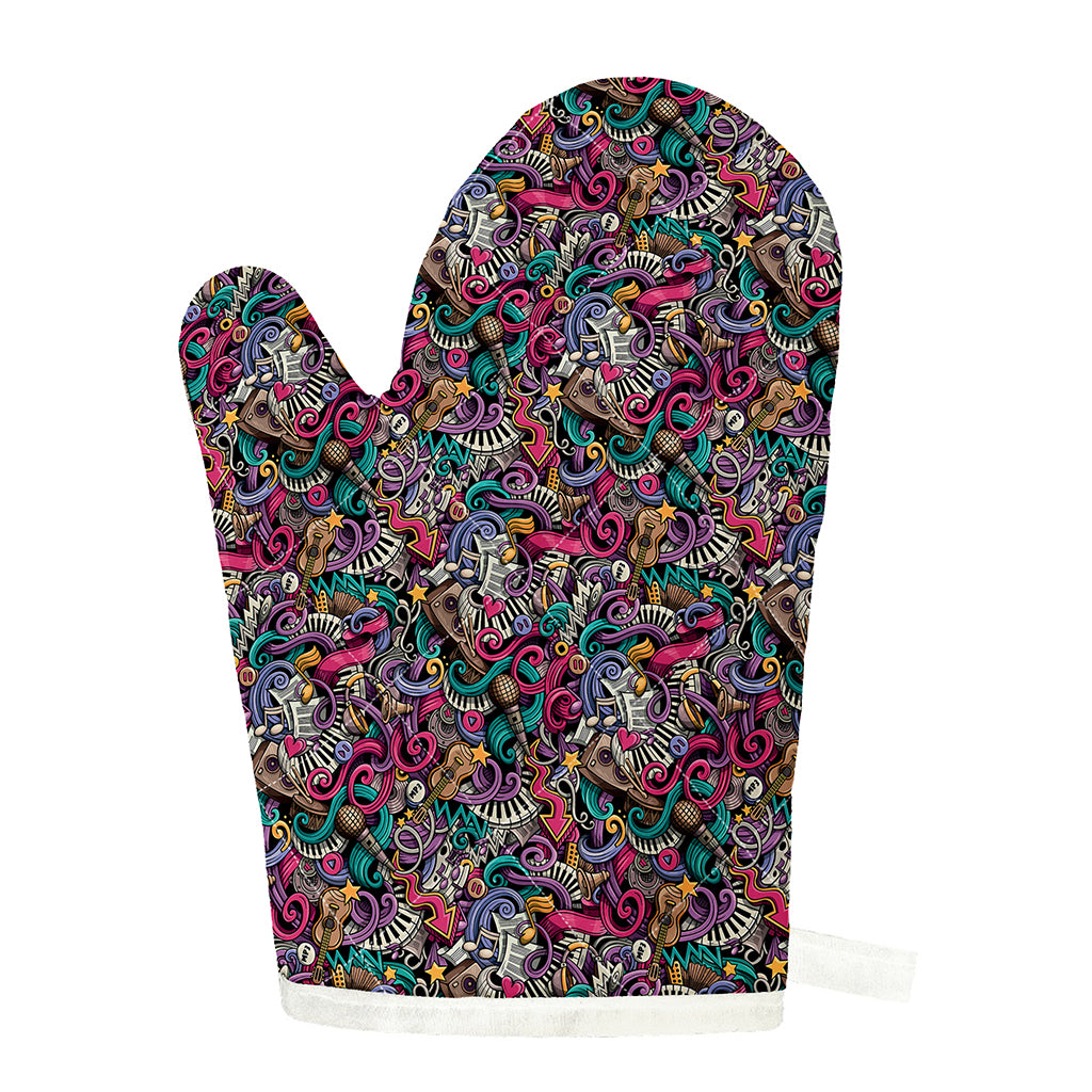 Abstract Music Pattern Print Single Oven Mitt