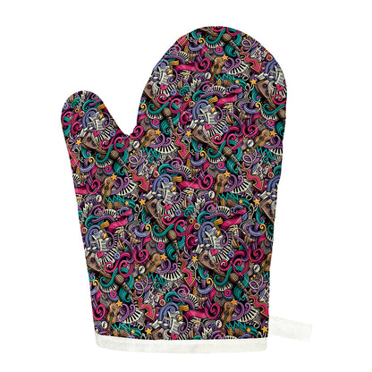 Abstract Music Pattern Print Single Oven Mitt