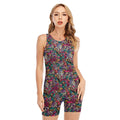 Abstract Music Pattern Print Sleeveless One Piece Swimsuit