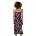 Abstract Music Pattern Print Slim Fit Midi Cami Dress