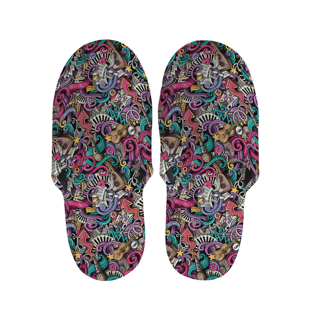 Abstract Music Pattern Print Slippers