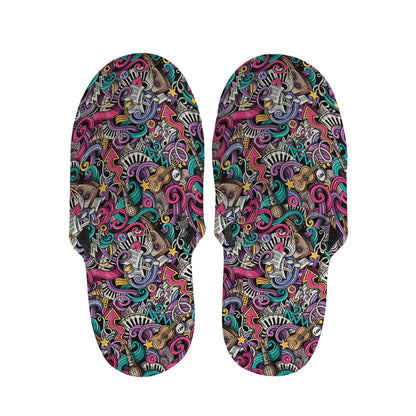 Abstract Music Pattern Print Slippers