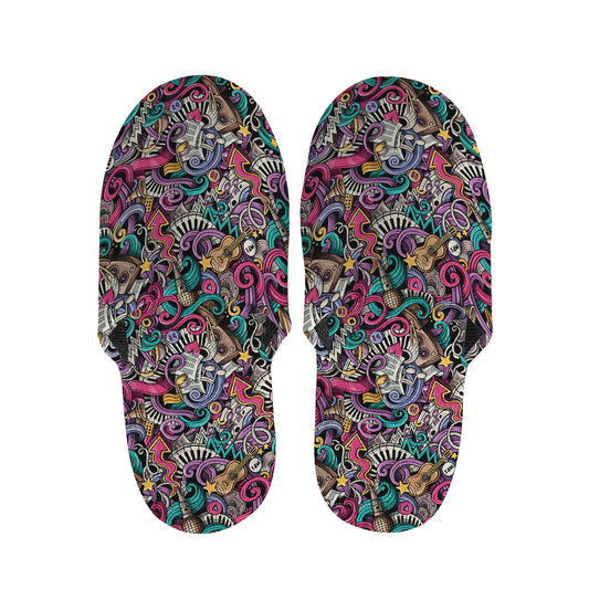 Abstract Music Pattern Print Slippers