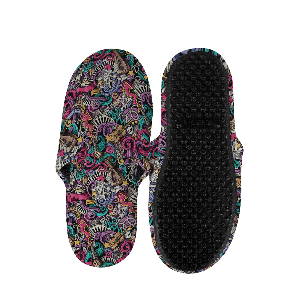 Abstract Music Pattern Print Slippers