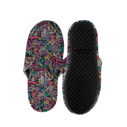 Abstract Music Pattern Print Slippers