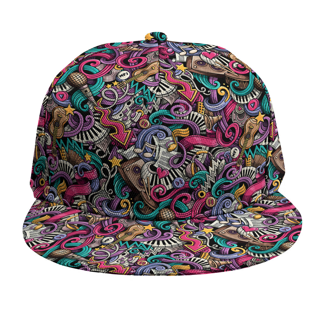 Abstract Music Pattern Print Snapback Cap