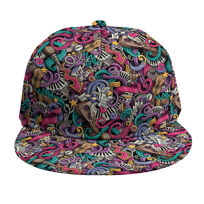 Abstract Music Pattern Print Snapback Cap