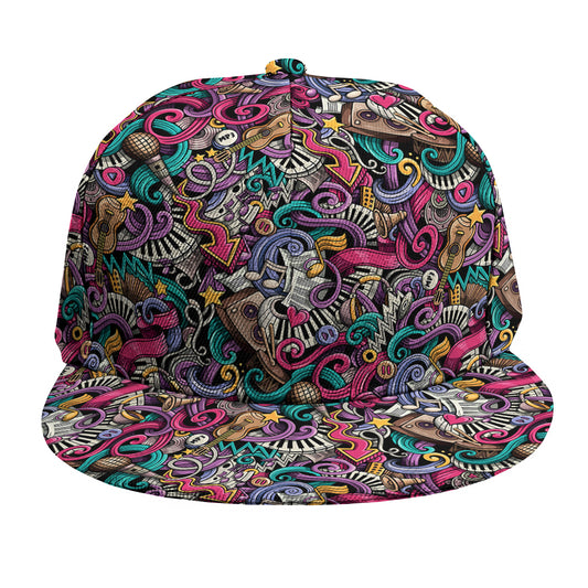 Abstract Music Pattern Print Snapback Cap
