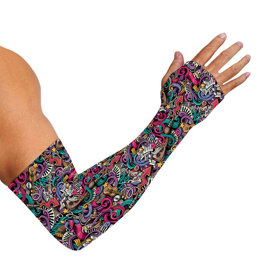 Abstract Music Pattern Print Sun Protection Arm Sleeves