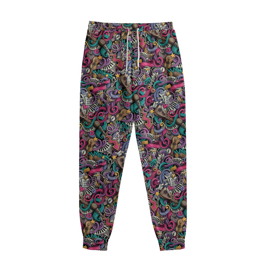 Abstract Music Pattern Print Sweatpants