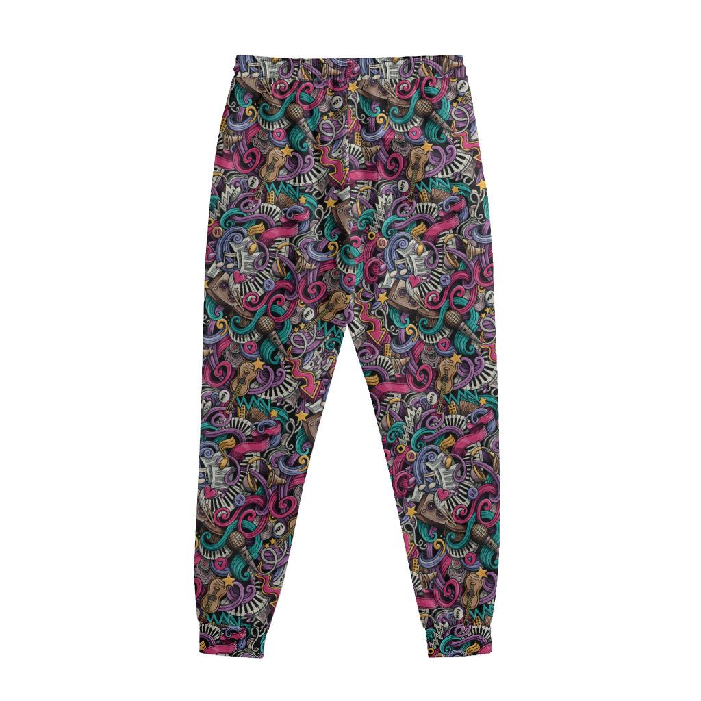 Abstract Music Pattern Print Sweatpants