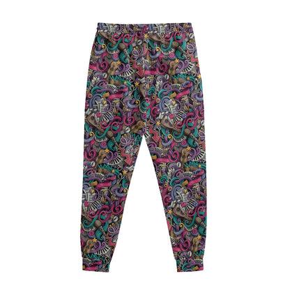 Abstract Music Pattern Print Sweatpants