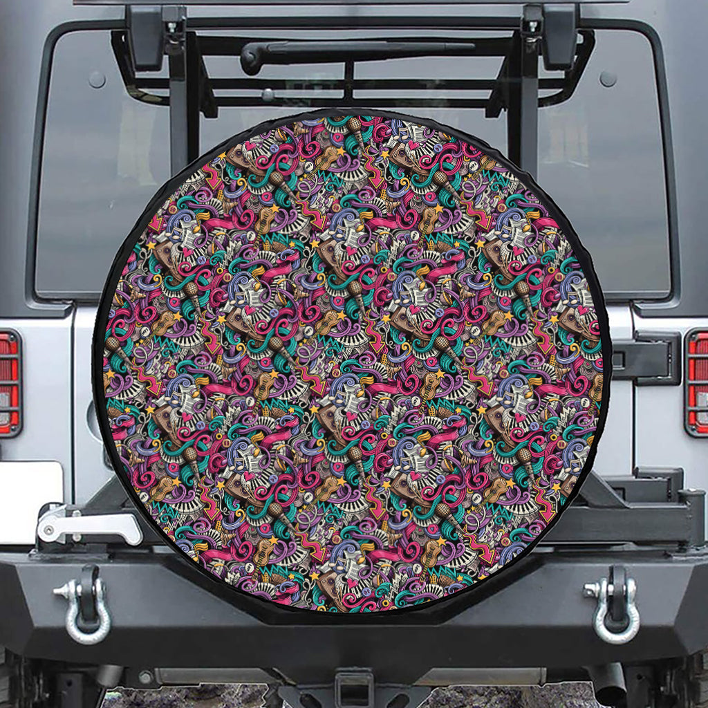 Abstract Music Pattern Print Tire Cover