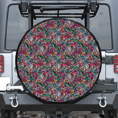 Abstract Music Pattern Print Tire Cover