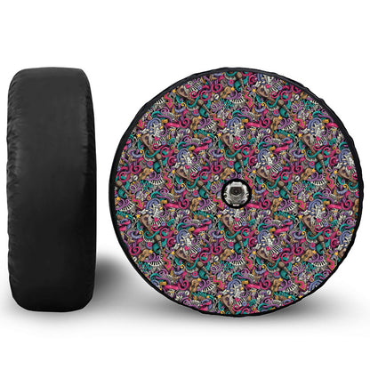 Abstract Music Pattern Print Tire Cover With Camera Hole