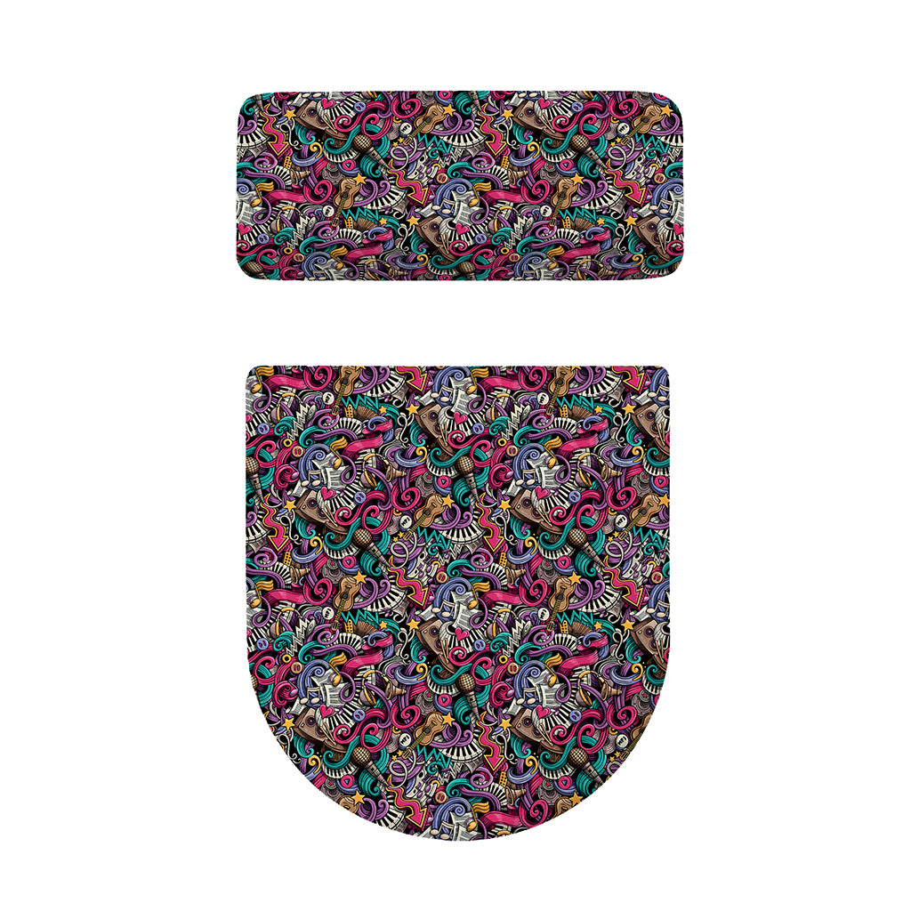 Abstract Music Pattern Print Toilet Lid And Tank Cover Set