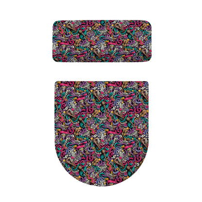 Abstract Music Pattern Print Toilet Lid And Tank Cover Set